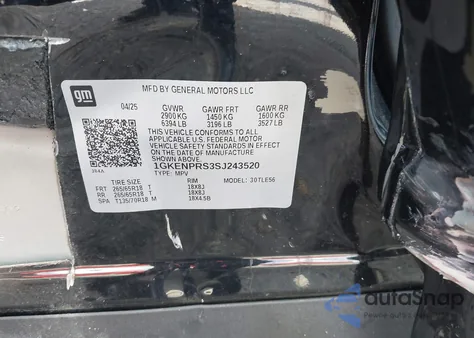 2025 GMC Acadia Awd At4 z USA, uszkodzony, nr VIN 1GKENPRS3SJ243520